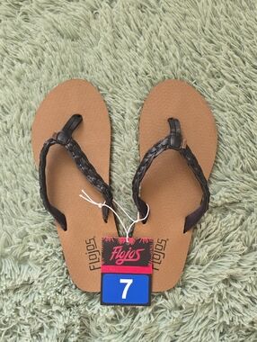 Flojos Black & Brown  Braided Flip Flop Sandals